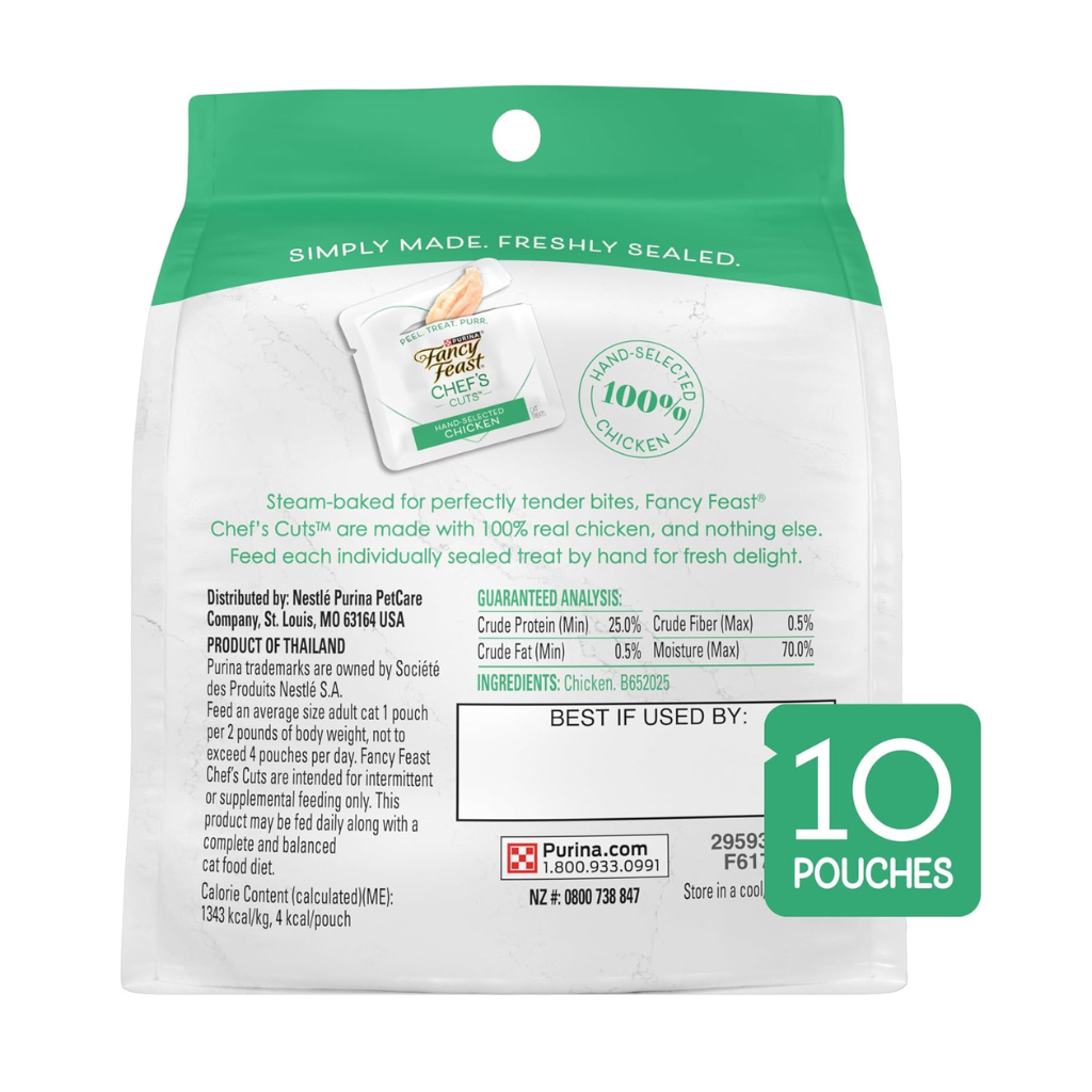 Fancy Feast Purely Natual Hand-Selected Chicken Cat Treats (10 pouches) - Cat Food 9