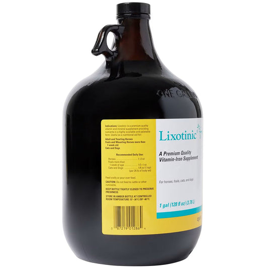 Side label of Lixotinic Liquid Vitamin & Mineral Supplement for Horses, Cats and Dogs