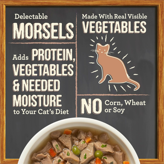 Merrick Purrfect Bistro Grain Free Bon Appetits Morsels Adult Wet Cat Food Chicken Recipe Morsels in Gravy (3 oz x 24