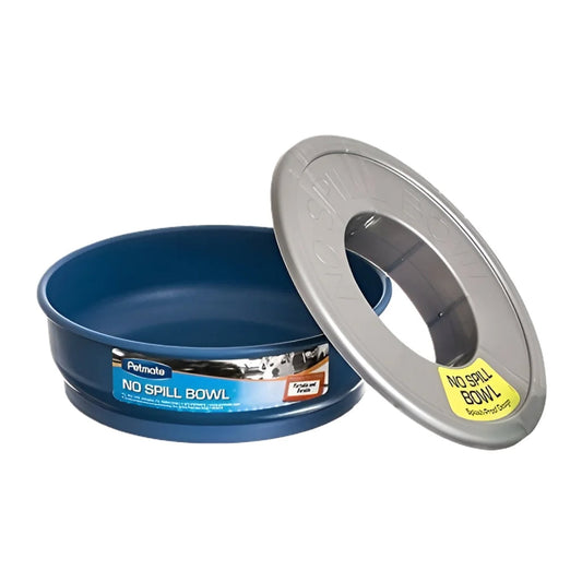 Petmate No Spill Durable Pet Bowl for Water and Food for Dogs and Cats (48 oz) Blue