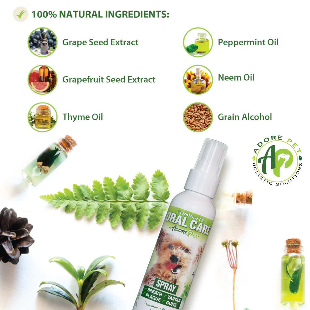 Adore Pet Complete Oral Care Spray Peppermint Flavor for Dogs & Cats 4-oz - Dog & Cat Dental Care 5