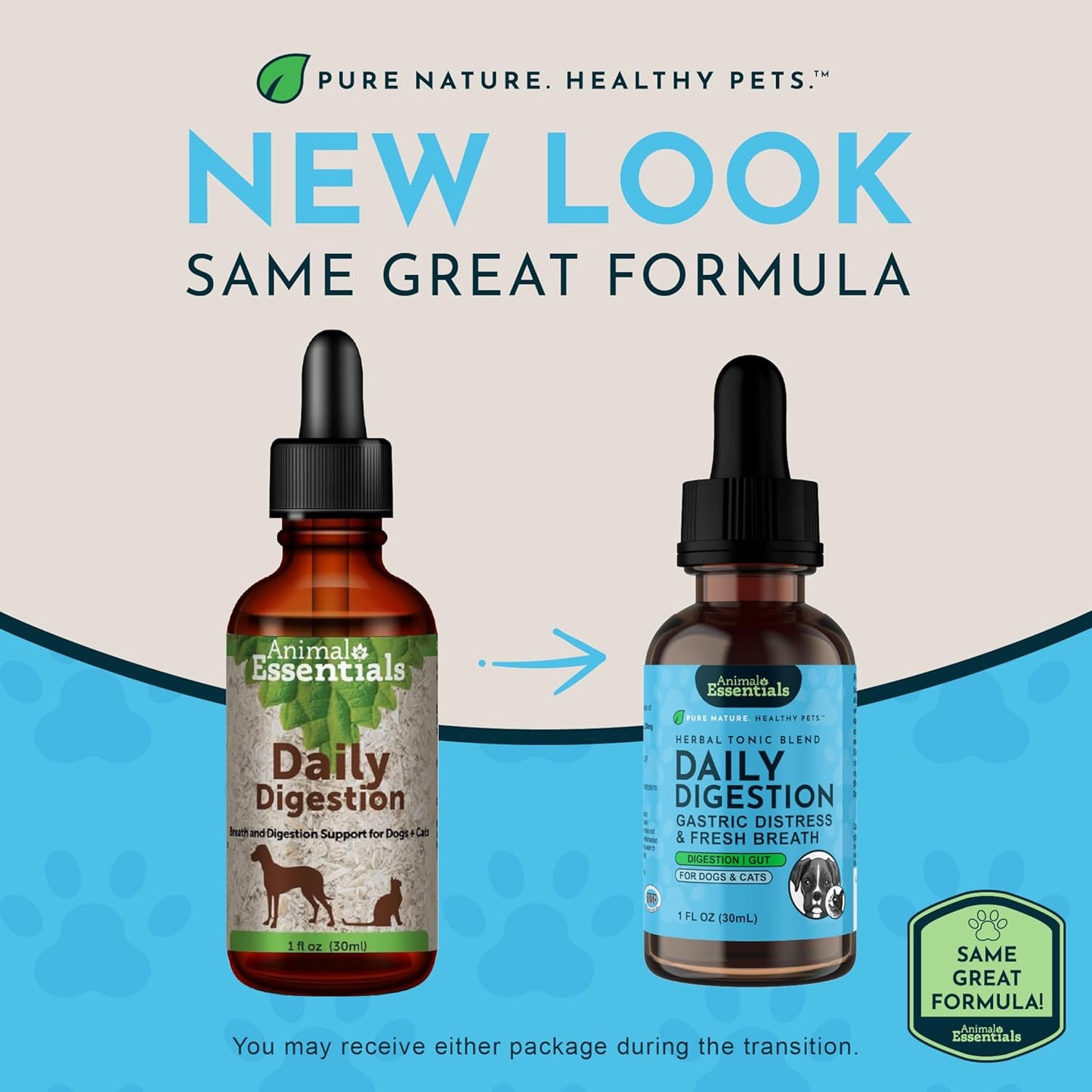 Animal Essentials Herbal Tonic Blend Daily Digestion Gastric Distress & Fresh Breath for Dogs & Cats - Dog Supplements