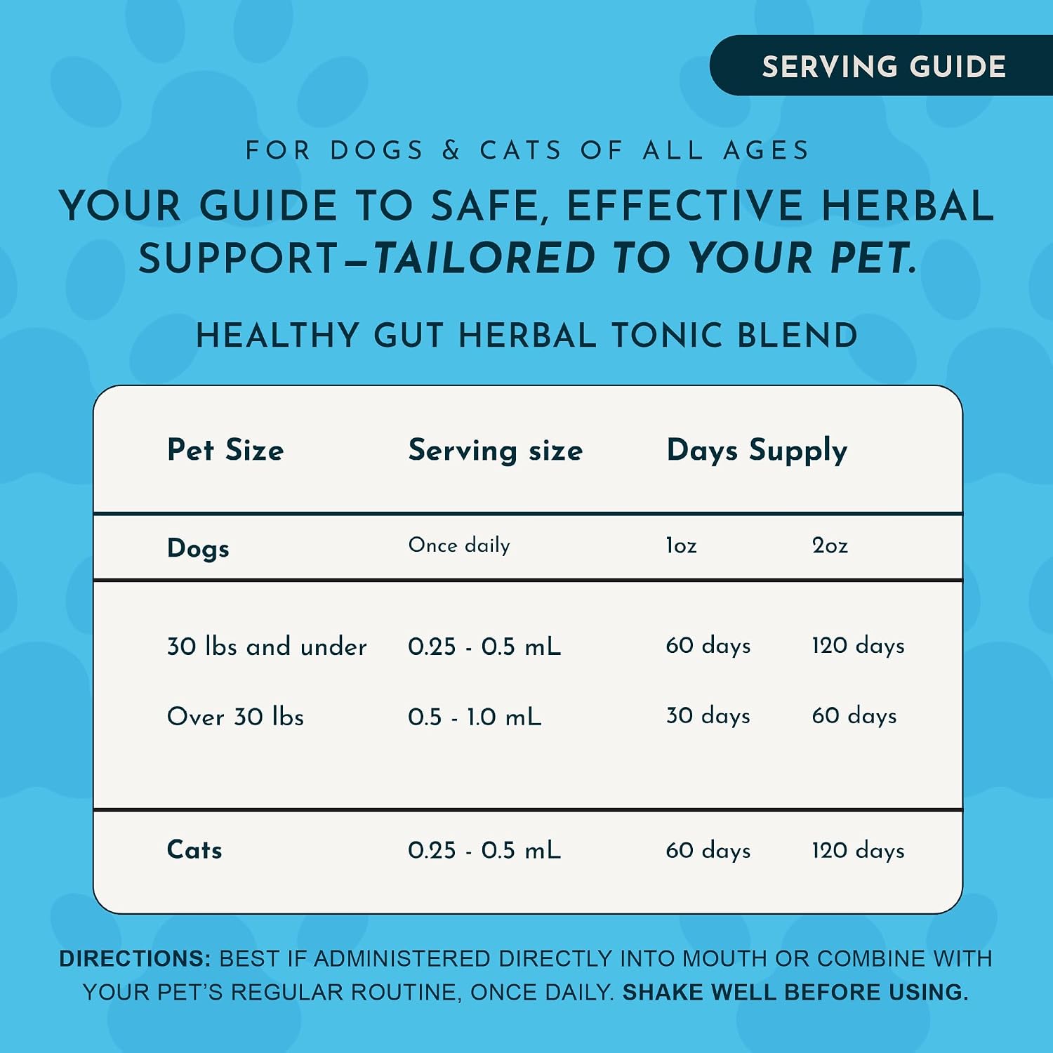 Animal Essentials Herbal Tonic Blend Healthy Gut Prebiotic for Intestinal Well-Being for Dogs & Cats - Dog Supplements