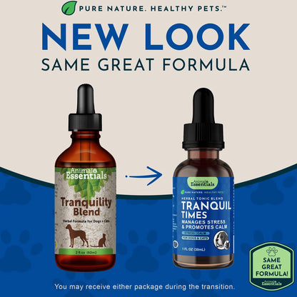 Animal Essentials Herbal Tonic Tranquil Times Manages Stress & Promotes Calm for Dogs & Cats - Dog Supplements &