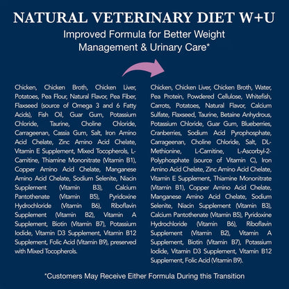 Blue Buffalo Natural Veterinary Diet W + U Weight Management + Urinary Care Chicken Wet Cat Food 5.5-oz case of 24