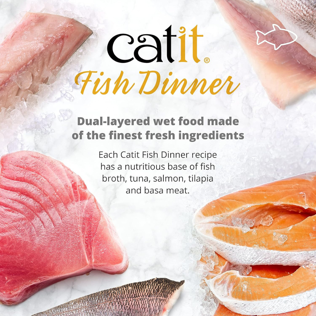 Catit Fish Dinner with Salmon & Green Beans Wet Cat Food (2.8 oz) - Cat Food 4