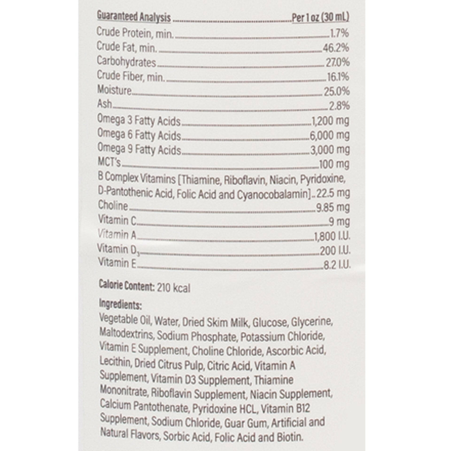 Lable with ingredients list