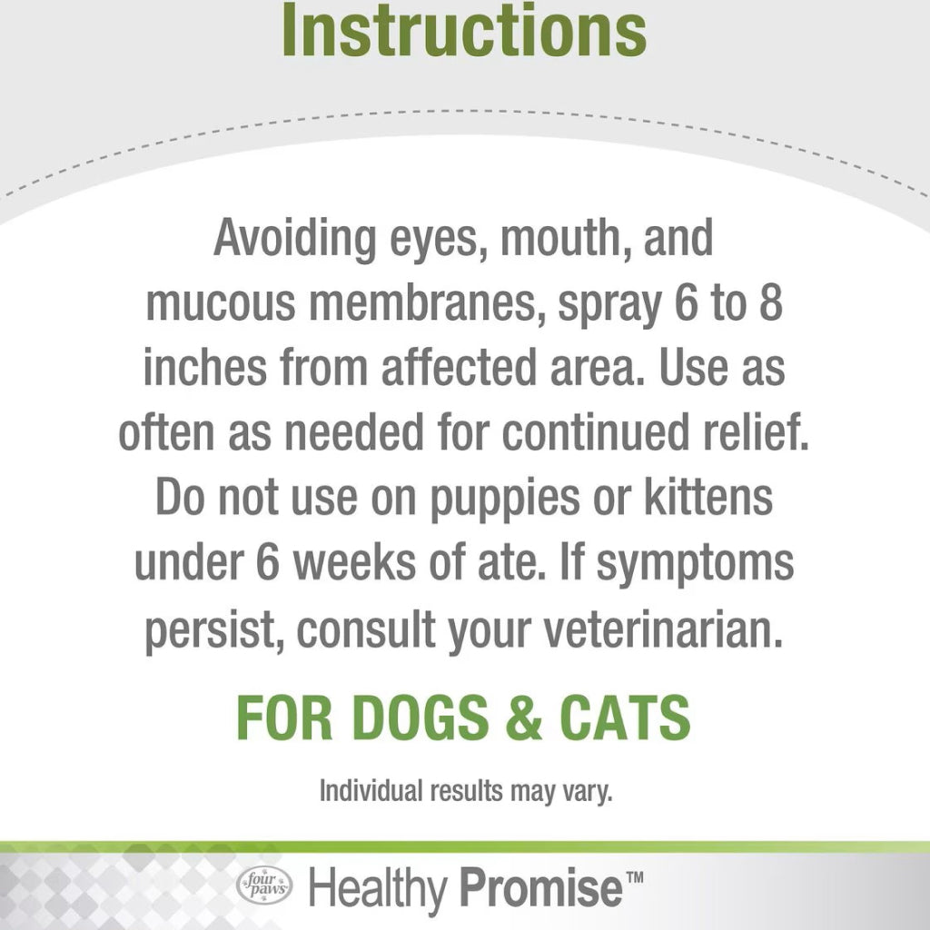 Four Paws Healthy Promise Pet Aid Fast-Acting Anti Itch Spray for Dogs & Cats (8 oz)