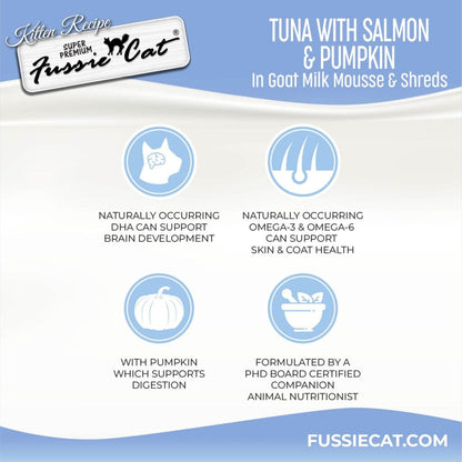 Fussie Cat Tuna with Salmon in Goat Milk Mousse Kitten Pouch 1.5-oz case of 12 - Cat Treats 7