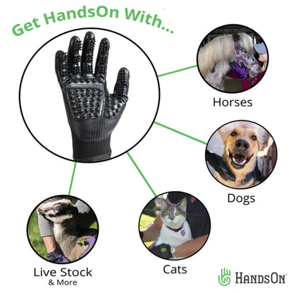 HandsOn Bathing & Grooming Gloves - Black (Small)