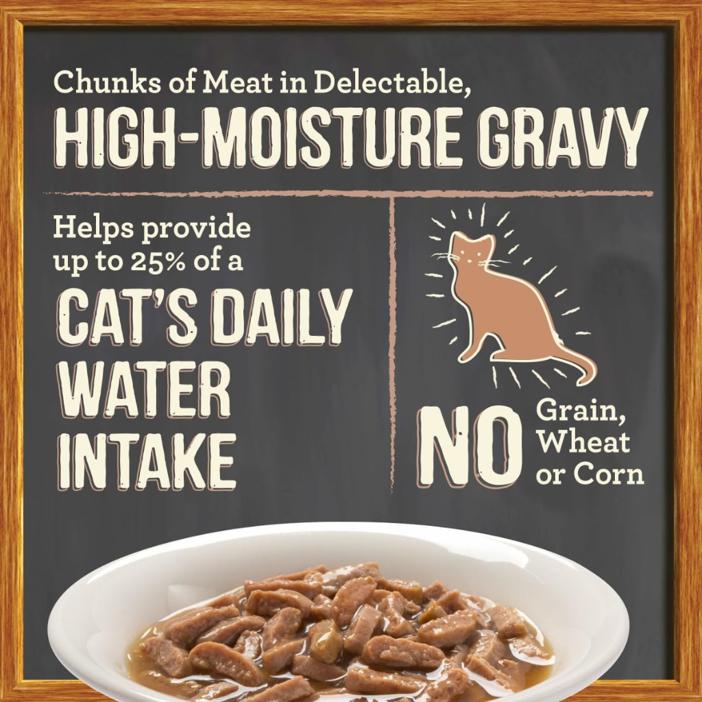 Merrick Purrfect Bistro Grain Free Bon Appetits Gravies Adult Wet Cat Food Beef Recipe Chunks in Gravy (3 oz x 24