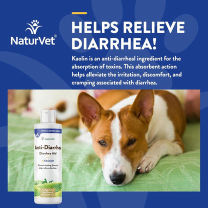 NaturVet Anti-Diarrhea Liquid Diarrhea Aid with Kaolin For Dogs Cats