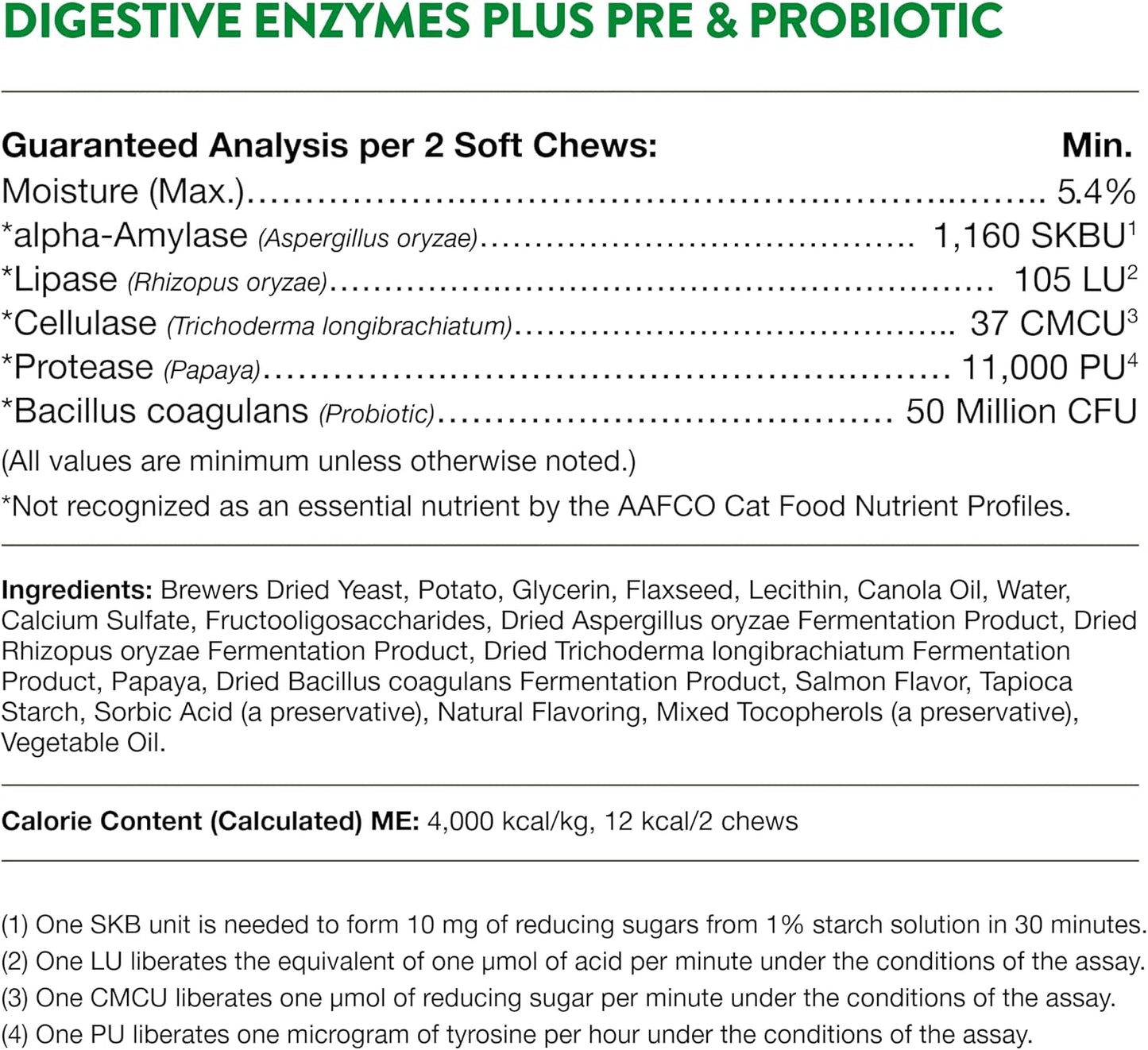NaturVet Digestive Enzymes Soft Chews Daily Digestive Support with Pre & Probiotic for Cats