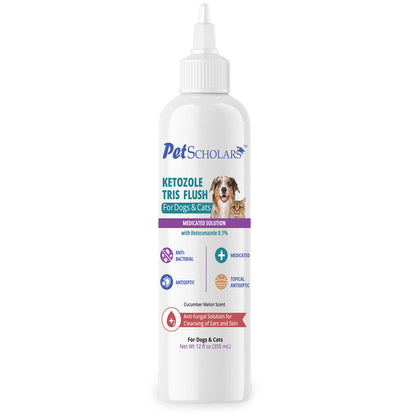 Pet Scholars Ketozole Tris Flush Anti-fungal Cleansing Solution 12 fl oz - All Dog Ear Care 8