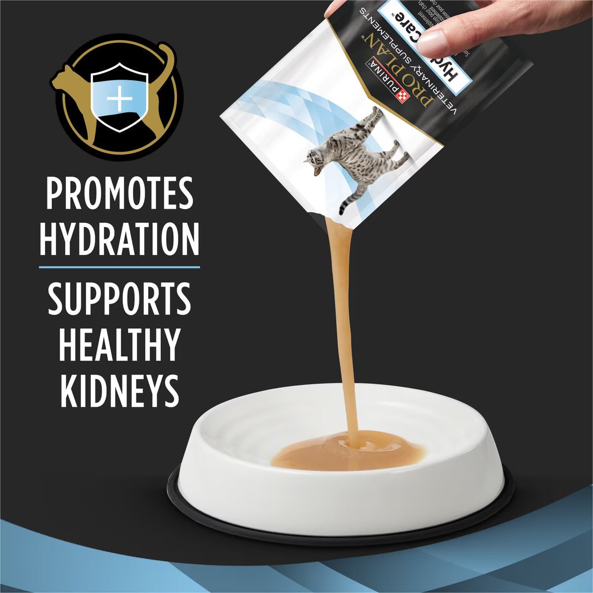 Promote Hydration & Support healthy kidneys in cats with Purina Pro Plan Hydra Care Liquid Hydration Supplement for Cats