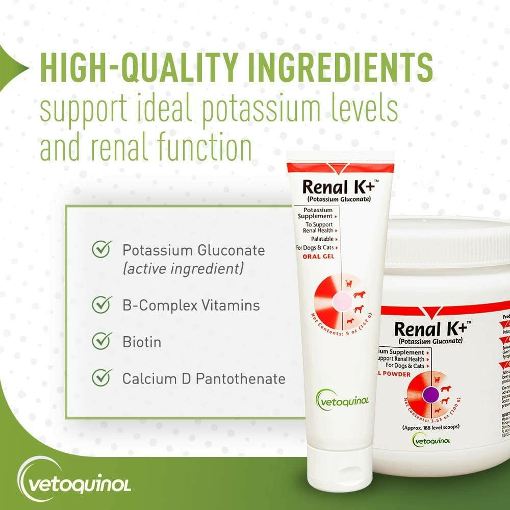 Renal K+ Powder Kidney Supplement for Cats & Dogs (100g)