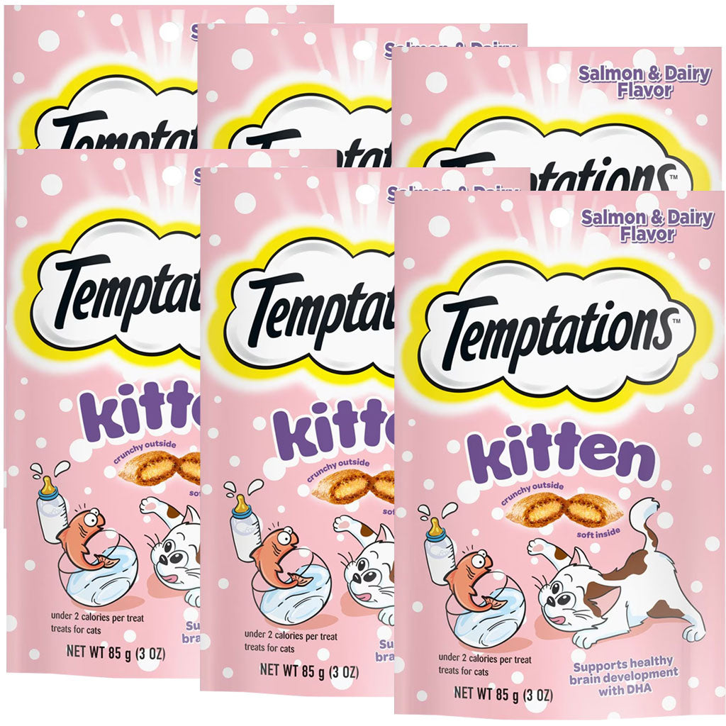 Temptations Salmon & Dairy Flavor Crunchy & Soft Kitten Treats 6-pack