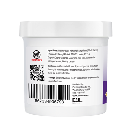 Back Label of Zymox Advanced Enzymatic Ear Wipes for Dogs & Cats - 100 Count